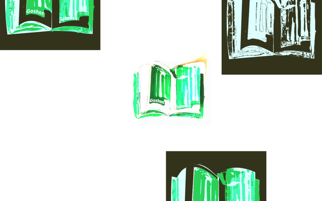 a group of green open books