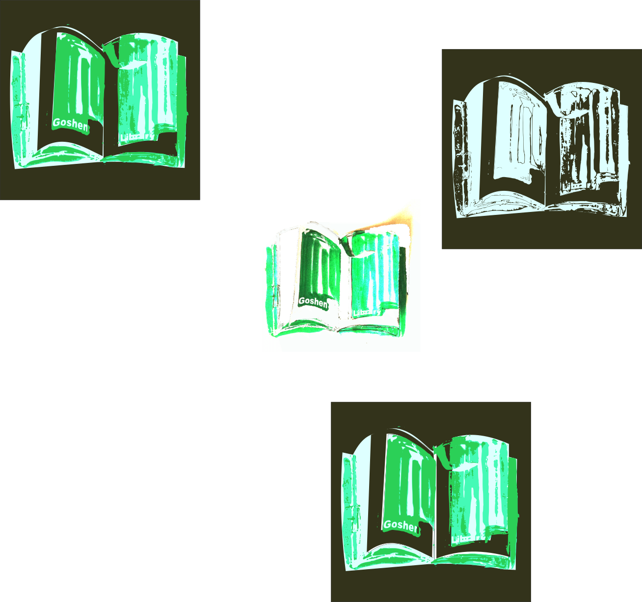 a group of green open books