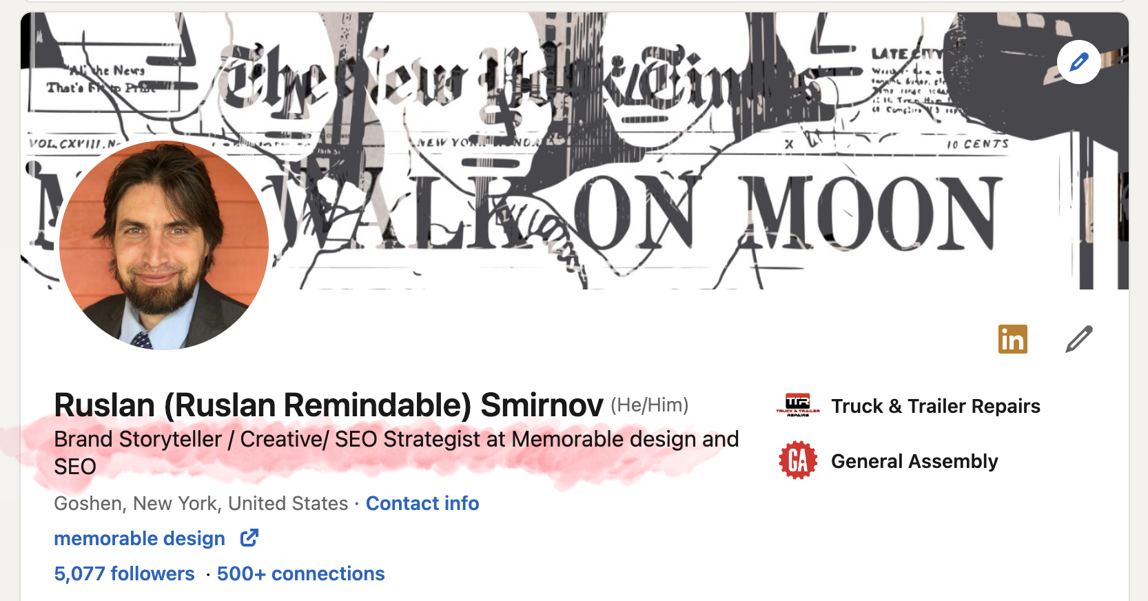 my LinkedIn Headline