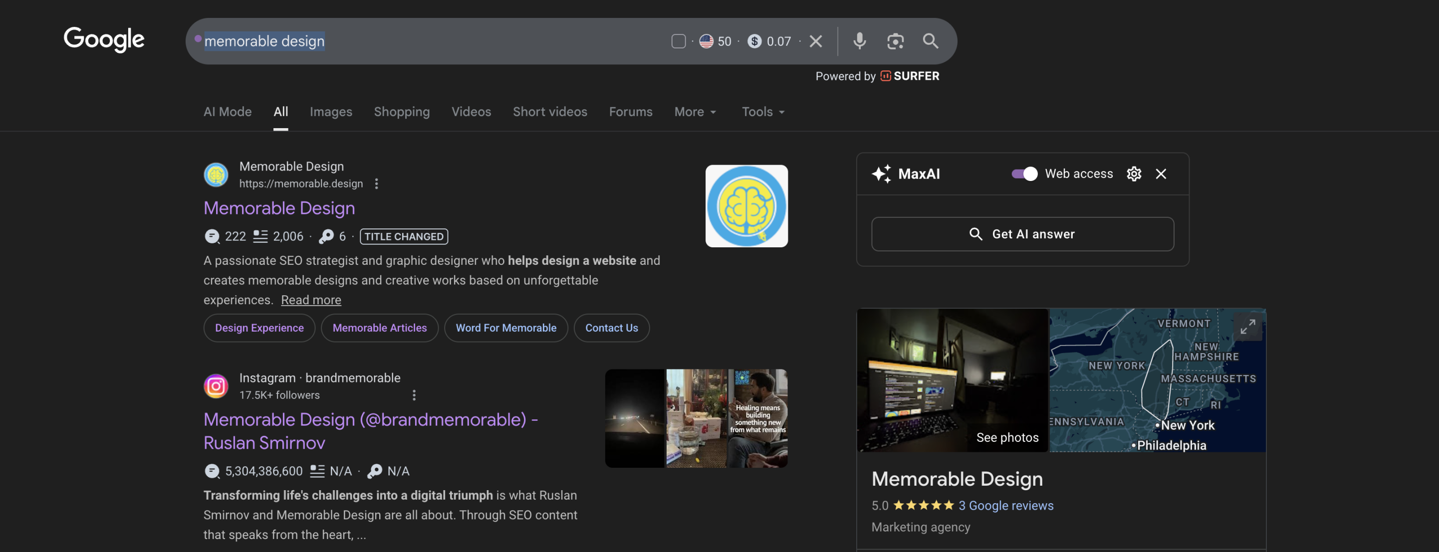 my brand identity in search